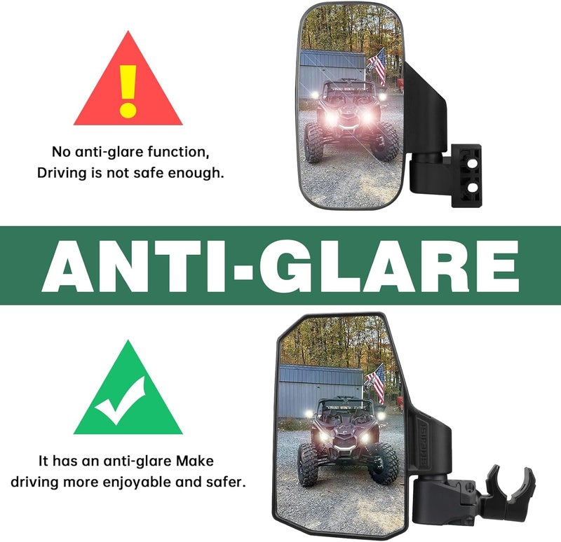 SHEJISI UTV Side Mirrors – Fits almost all UTVs (except full doors)，Compatible with Polaris RZR Ranger、Can am Commander Defender、Honda Pioneer Talon SXS、Kawasaki Mule KRX，Yamaha Wolverine YXZ,RTV - Image 5